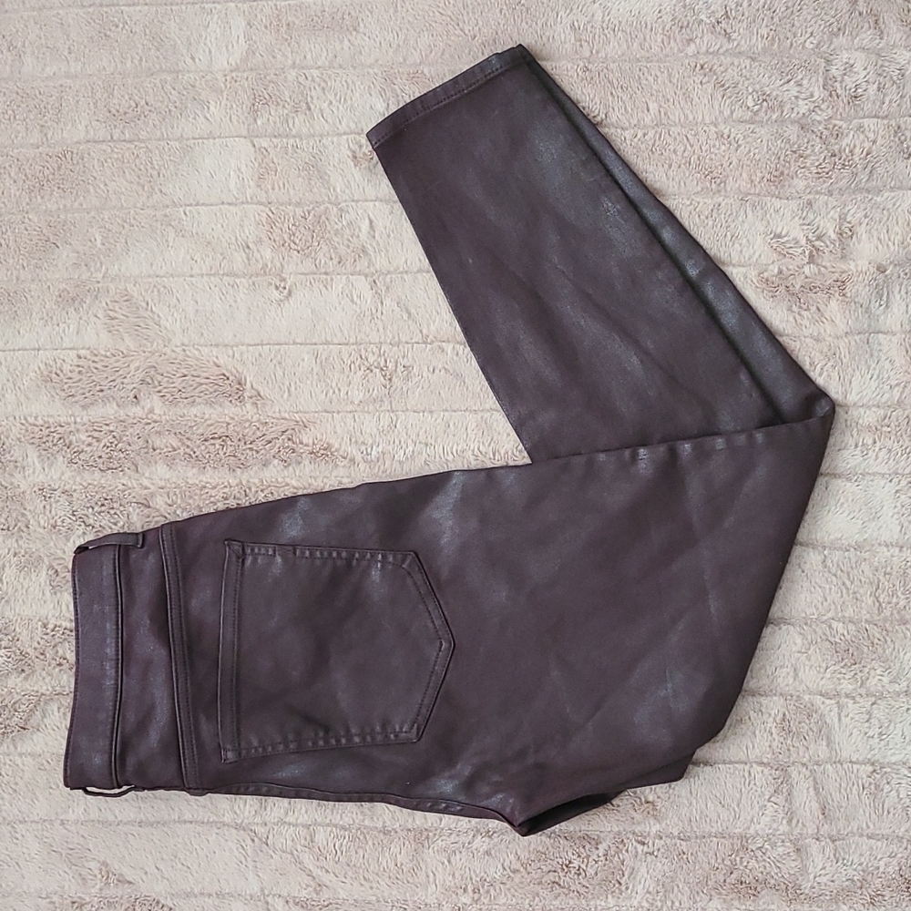 Express Coated High Rise Ankle Legging in Maroon (10)